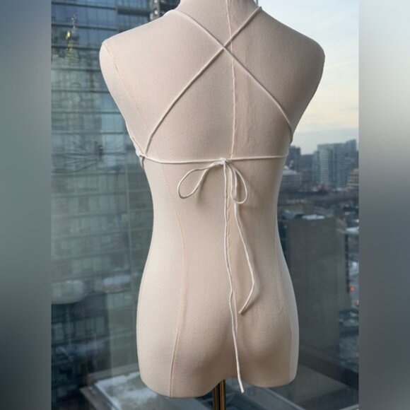 🆕 CHRISTOPHER ESBER 🧿 NWOT Orbit Embellished Ruched Bikini Top, White, Sz US 4 - Picture 7 of 16